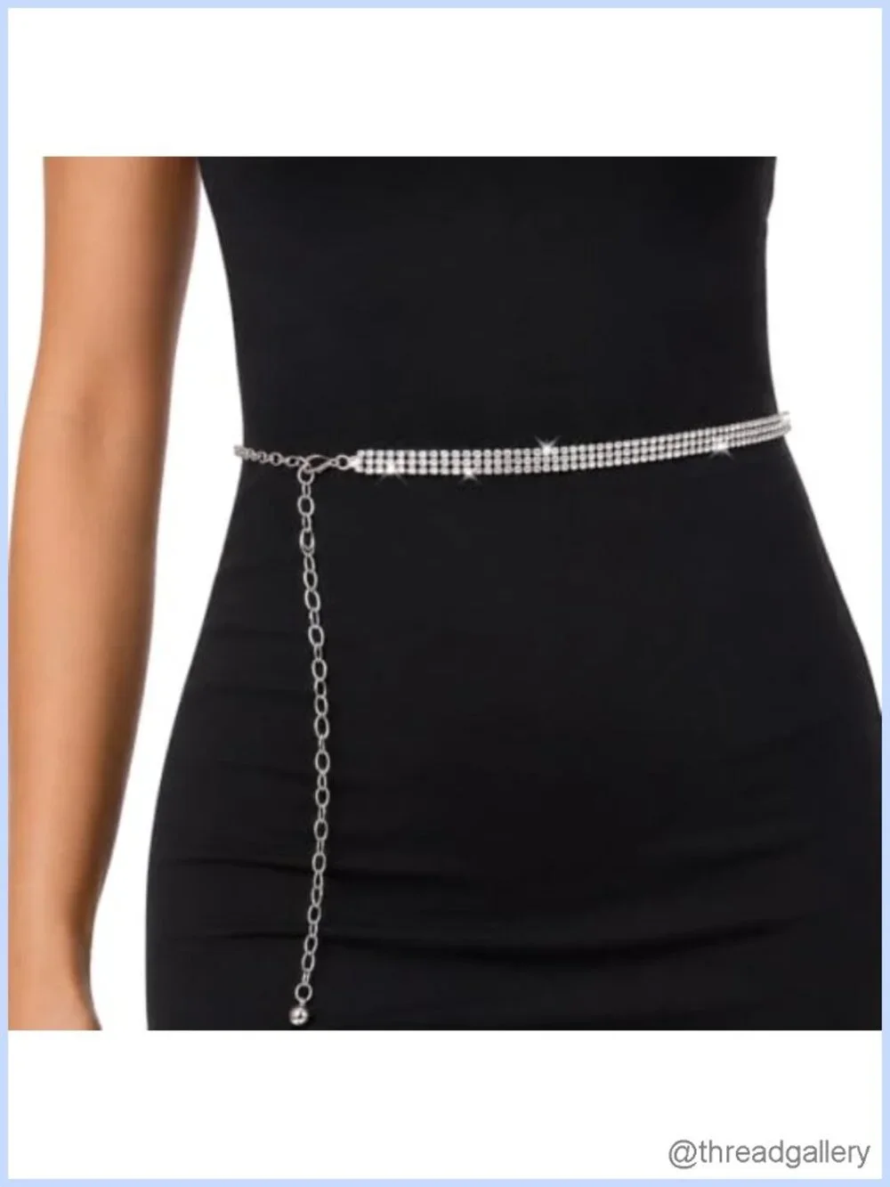 Rhinestone Chain Belt Adjustable Sparkly Waist Belt for Dress